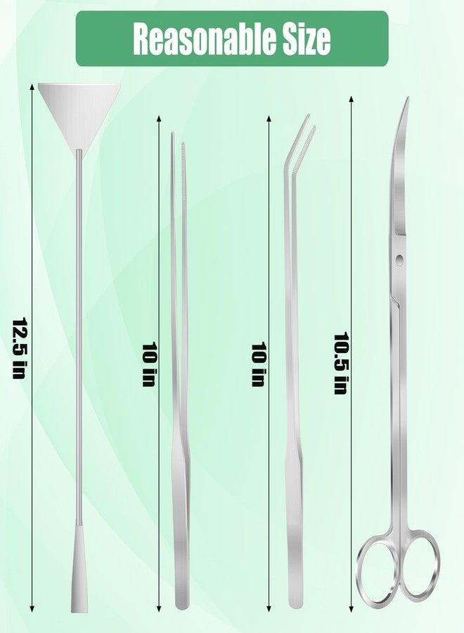 Liveek Aquarium Aquascape Tools Kit, 4 in 1 Anti-Rust Aquatic Plant Aquascaping Tool Stainless Steel Black Tweezers Scissors Spatula for Aquarium Tank Clean Fish Tank Aquascape Accessories Set - Image 2